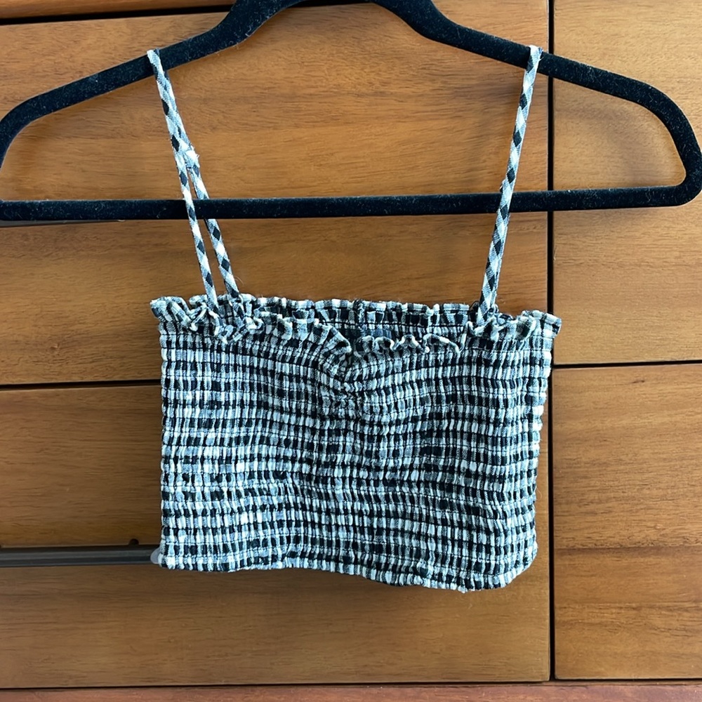 Reformation smocked cropped tank top size XS